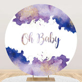 Aperturee - White Purple Oh Baby Round Gender Reveal Backdrop